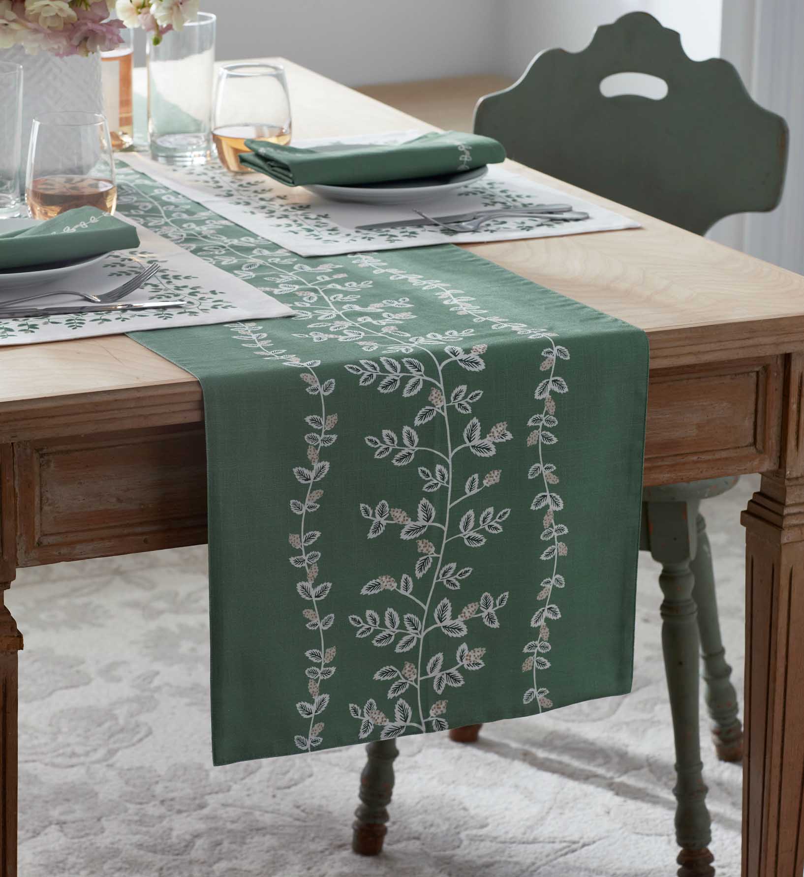 Cotton Table Runner - Climbing Vines - Image 2