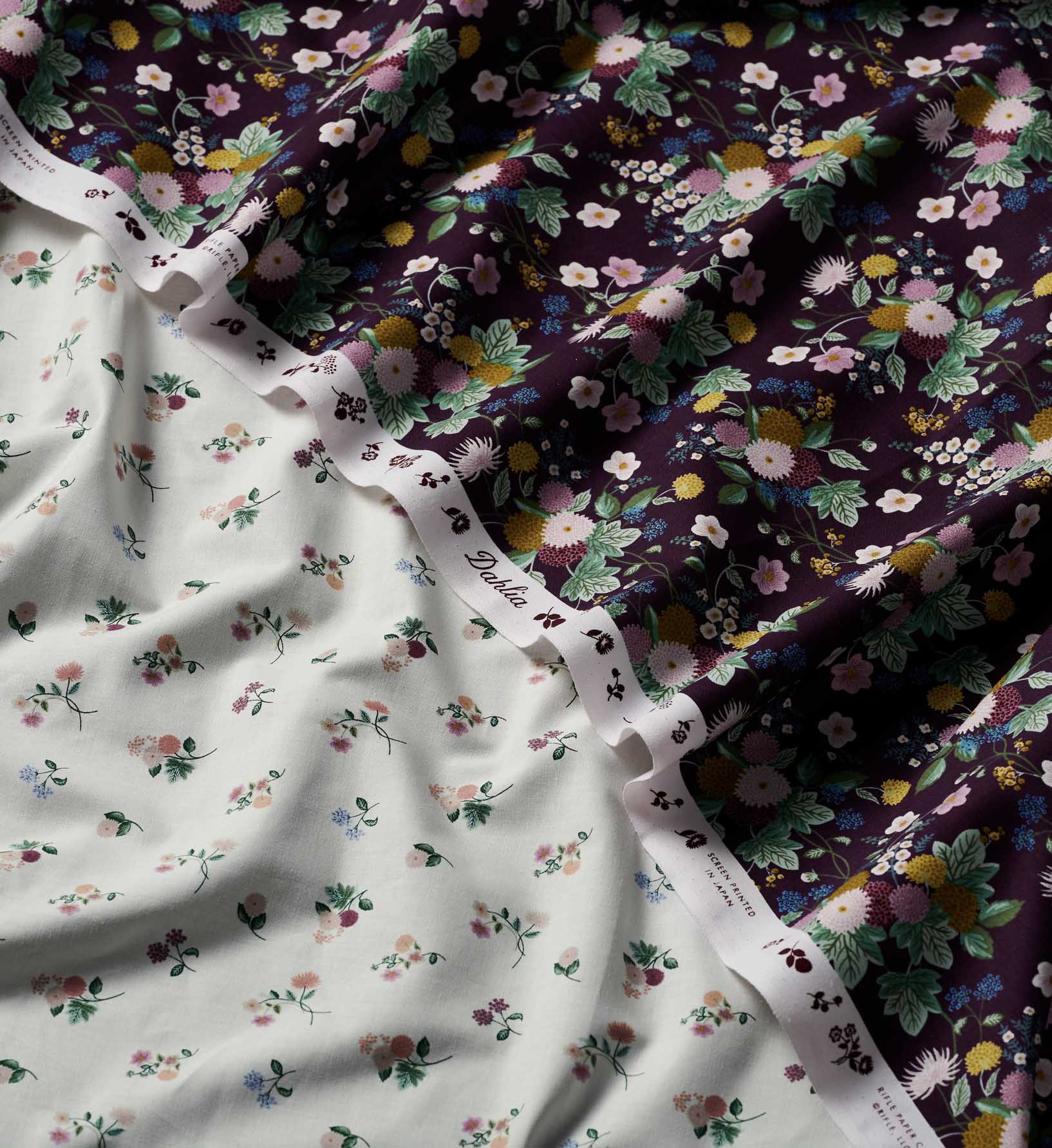 Ditsy Dahlia Cotton Fabric - Cream - Image 2