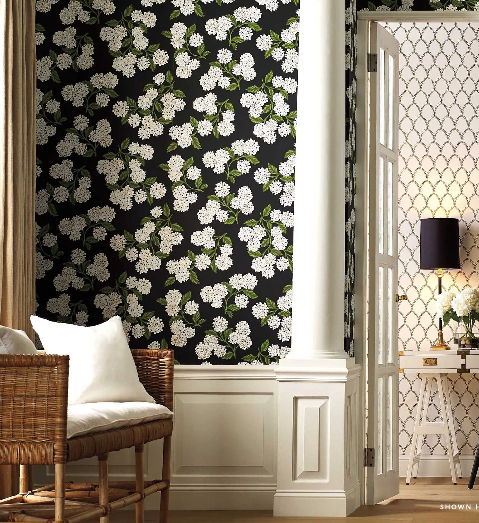 Hydrangea Wallpaper - Blue & White - Image 2